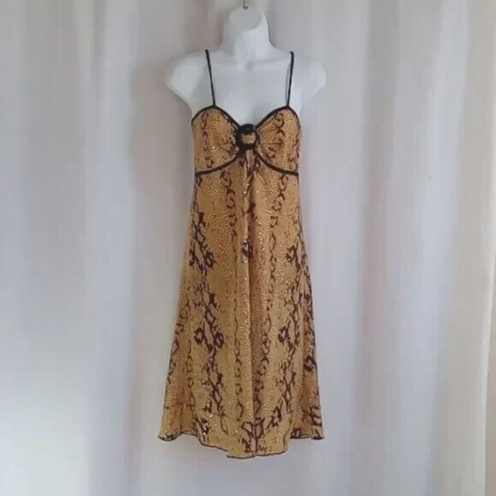 Trac Forever Trendy All over Sequin Animal Print slip dress Mob Wife Y2K XS New